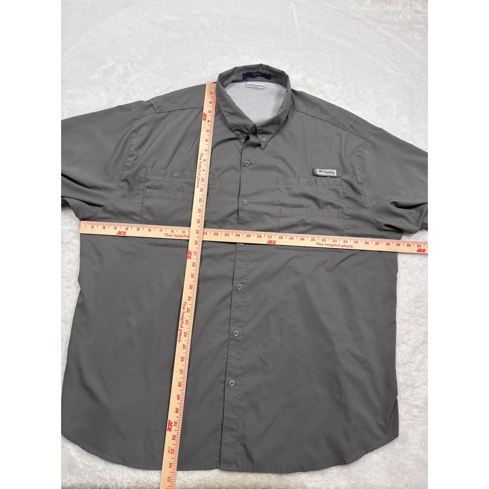 Columbia Tamiami II PFG Button Shirt Men 4X Gray Short Sleeve Fishing Vented UPF - Picture 8 of 12